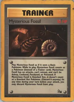 Mysterious Fossil 62/62 1st Edition Fossil Trainer Pokemon Card Heavily Played - Image 1