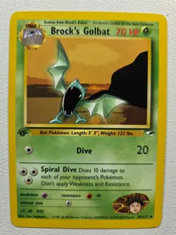 Brock's Golbat Gym Heroes 039/132 Uncommon 1st Edition NM Pokemon TCG - Image 1