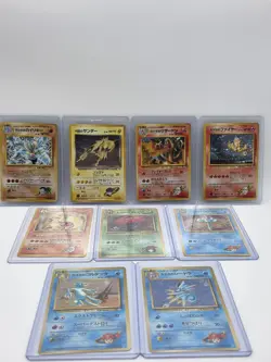 9x VINTAGE Japanese Pokemon Holo Lot Blaine's Charizard, Rocket's Zapdos MP/LP - Image 1