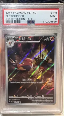 2023 POKEMON PAL EN-PALDEA EVOLVED ILLUSTRATION RARE #199 FLETCHINDER PSA 9 - Image 1