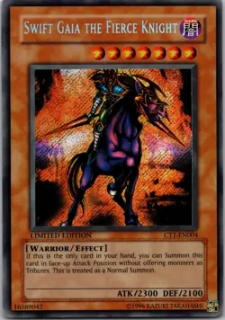 Yugioh Swift Gaia the Fierce Knight CT1-EN004 Limited Edition Secret Rare NM - Image 1