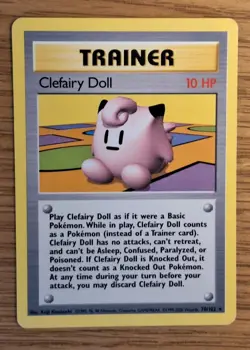 Clefairy Doll 70/102 Pokemon Base Set Trainer Card WOTC 1999 Vintage - Image 1