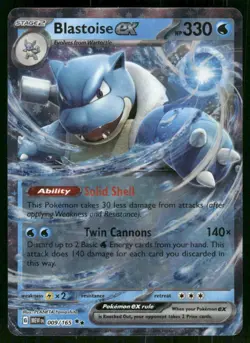2023 Blastoise ex - 009/165 Double Rare Holo NM SV: Scarlet & Violet 151 Pokemon - Image 1