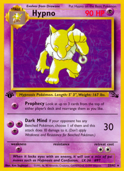 Hypno 23/62 Rare Fossil Pokemon 1st Edition Moderately Played - Image 1