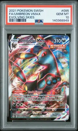 2021 POKEMON SWORD & SHIELD EVOLVING SKIES #095 FULL ART/UMBREON VMAX PSA 10 - Image 1
