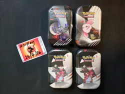 4 x Black Bolt White Flare Mini Tins Sealed Pokemon TCG - Image 1