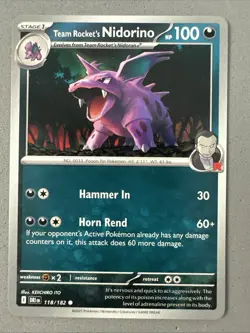 Pokemon TCG * Destined Rivals 118/182 Team Rocket's Nidorino C * UNG NM FRESH PK - Image 1