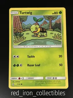 Turtwig 7/156 Common Ultra Prism Sun & Moon Pokemon Card NM - Image 1