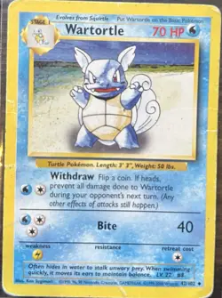 Pokemon TCG Wartortle Base Set Regular Card 42/102 - Image 1