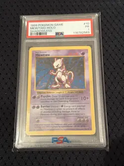 Pokemon 1999 Mewtwo 10/102 Holo Rare Base Set Shadowless PSA 1 - Image 1
