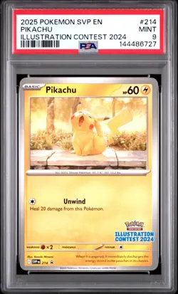 PSA 9 Pikachu SVP 214 Illustration Contest 2024 Promo Pokemon - Image 1