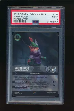 2024 Disney Lorcana Robin Hood Enchanted #221 Graded PSA 9 MINT - Image 1