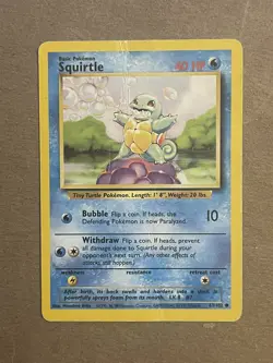 Squirtle 63/102 Shadowless Common Base Set Pokemon Card HP/DMG - Image 1