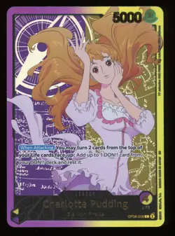 ONE PIECE CARD - CHARLOTE PUDDING EB02 25TH ANIME OP08-058 GOLD LEADER (ENGLISH) - Image 1