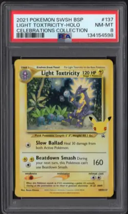 2021 POKEMON SWSH BLACK STAR PROMO CELEBRATIONS COLL LIGHT TOXTRICITY-HOLO PSA 8 - Image 1