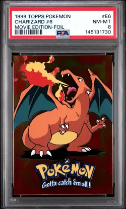 1999 TOPPS POKEMON THE MOVIE EDT FOIL #E6 CHARIZARD #6 PSA 8 - Image 1