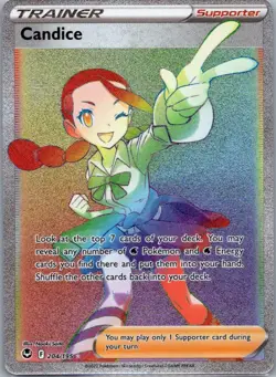 Candice 204/195 Rainbow Rare Silver Tempest Pokemon Holo Near Mint - Image 1