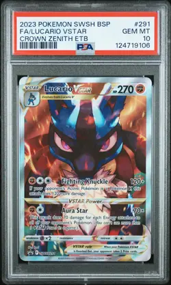 2023 POKEMON SWSH BLACK STAR PROMO #291 FULL ART/LUCARIO VSTAR PSA 10 - Image 1