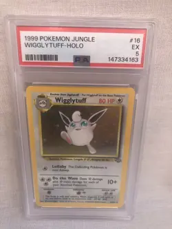 PSA 5 WOTC 1999 Jungle Unlimited Wigglytuff 16/64 Holo Rare Card EX - Image 1