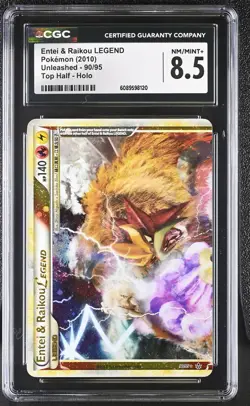 CGC 8.5 Entei & Raikou LEGEND 2010 Unleashed 90/95 Holo Pokemon Card - Image 1