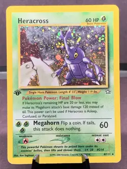 Pokemon TCG 1st Edition Heracross 6/111 Neo Genesis Holo Rare WOTC VTG 2000 - Image 1
