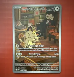 Pokemon Team Rocket's Meowth 203/182 Sv10 Illustration Rare Holo 70 HP - Image 1