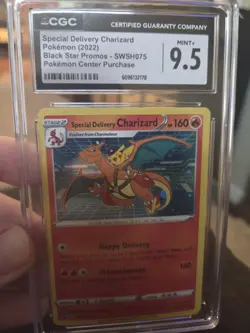 CGC 9.5 MINT+ Special Delivery Charizard SWSH075 HOLO PROMO Pokemon CENTER Card - Image 1