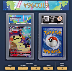 Pokemon TCG - Mimikyu VMAX Brilliant Stars TG17/TG30 Graded Ace 8 NM-MT - Image 1