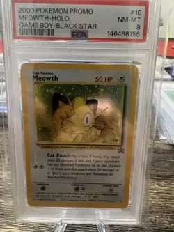 1999 Pokemon Wizards Black Star Promos Meowth #10 PSA 8 - Image 1