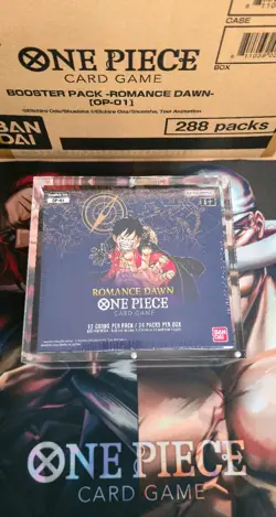 One Piece TCG OP-01 BLUE BOTTOM Romance Dawn Booster Box with Display Case - Image 1