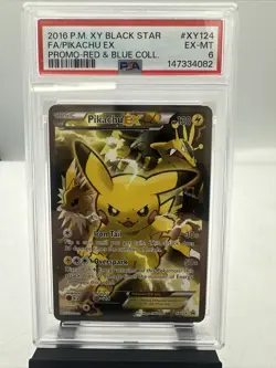Pikachu EX XY124 Black Star Promo 2016 Holo Pokemon Card TCG - PSA 6 - Image 1