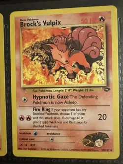 Brock's Vulpix W Stamped Pokemon Card WOTC Promo Gym Challenge 37/132 NM - Image 1