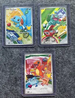 Pokemon TCG First Partner Gen 1 Bulbasaur Charmander Squirtle Illustration Cards - Image 1