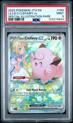 2025 POKEMON JTG EN-JOURNEY TOGETHER #184 LILLIE'S CLEFAIRY EX PSA 9 - Image 1