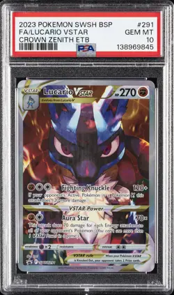 2023 POKEMON SWSH BLACK STAR PROMO #291 FULL ART/LUCARIO VSTAR PSA 10 - Image 1