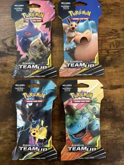 Pokemon Sun Moon Team Up Sleeved Booster Pack Art Set Sealed - Image 1