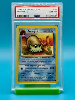 PSA 8 - 1999 Pokemon Fossil Omanyte #52 - Image 1