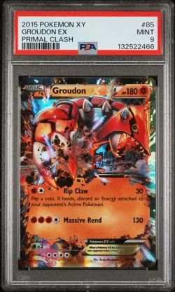 2015 POKEMON XY PRIMAL CLASH #85 GROUDON EX PSA 9 - Image 1