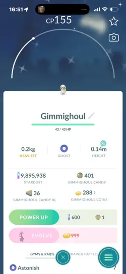 Pokemon Go Shiny Gimmighoul (Reduced) - Image 1