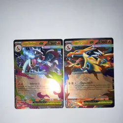 Mega Charizard X EX & Mega Charizard Y EX Pokemon Holo Card Lot (2) English - Image 2