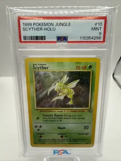 1999 SCYTHER HOLO JUNGLE PSA 9 MINT #10/64 POKEMON TRADING CARD GAME TCG WOTC - Image 1