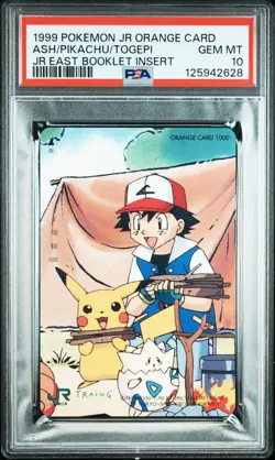 1999 POKEMON JR ORANGE CARDS ASH/PIKACHU/TOGEPI PSA 10 - Image 1