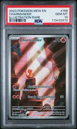 2023 POKEMON MEW EN-151 ILLUSTRATION RARE #168 CHARMANDER PSA 10 - Image 1