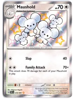 Maushold 210/091 Shiny Rare Paldean Fates Pokemon - Image 1