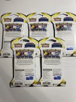 5 Pokemon TCG Silver Tempest Sealed Sleeved Booster Packs - Image 2