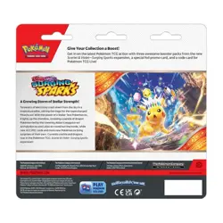 Pokemon Scarlet & Violet Surging Sparks 3-Pack Booster Blister - Zapados New - Image 2