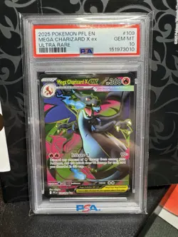 2025 Pokemon Phantasmal Flames Mega Charizard X EX Ultra Rare PSA 10 - Image 1