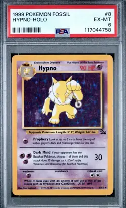 PSA 6 - Pokemon Fossil Hypno 8/62 Holo - NEW CERT - Image 3