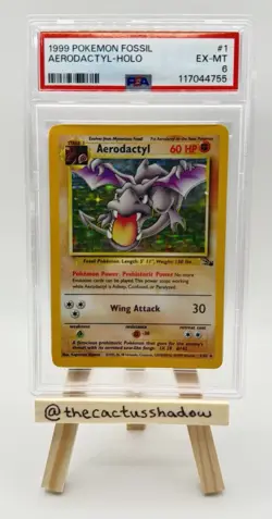 PSA 6 - Pokemon Fossil Aerodactyl 1/62 Holo - NEW CERT - Image 1