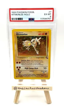 PSA 6 - Pokemon Fossil Hitmonlee 7/62 Holo - NEW CERT - Image 1